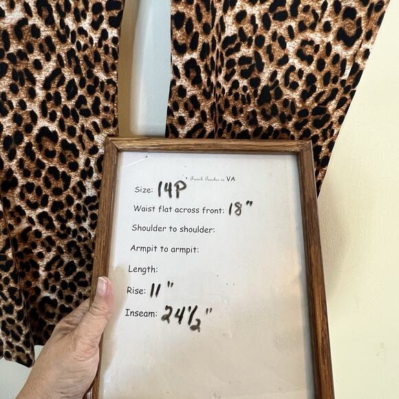 Talbots Pants Womens 14P Chatham Ankle Leopard Animal Print Mobwife Party Glam - Picture 5 of 5